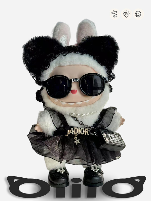 LABUBU Clothes Dio* Glamorous Black Tulle Dress Ensemble