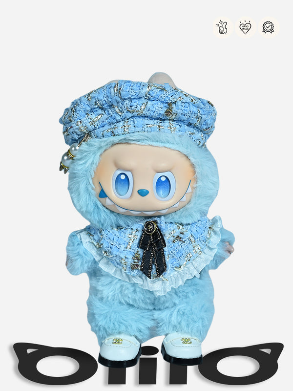 LABUBU Clothes Blue Jennie Inspired Chan*l Tweed Outfit