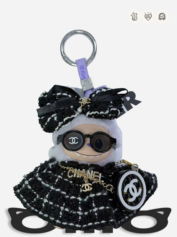 MINI Labubu Clothes Chan*l Classic Plaid Dress Set