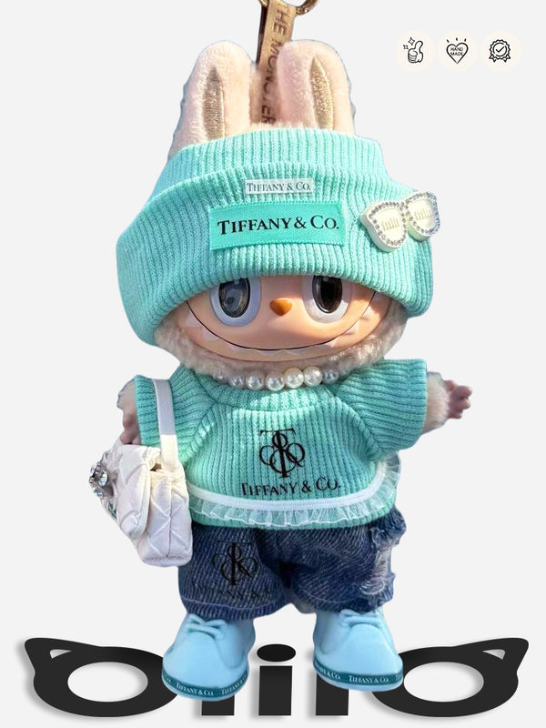 Labubu Clothes Tiffany & Co. Green Elegant Accessorized Outfit