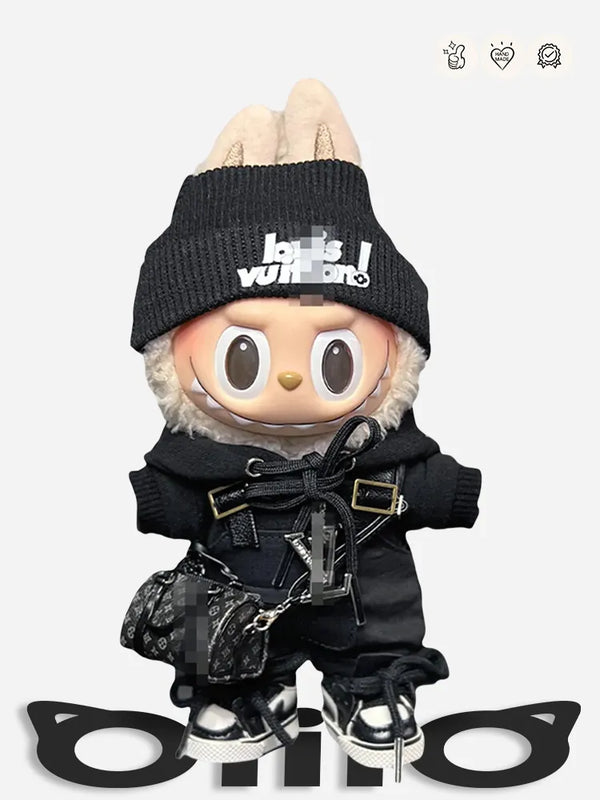 LABUBU Clothes Louis V Black Chic Overalls Outfit