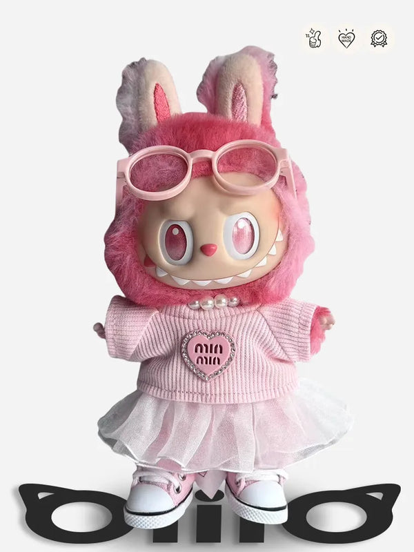 LABUBU Clothes mi*mi* Style Pink Knit & Tutu Set