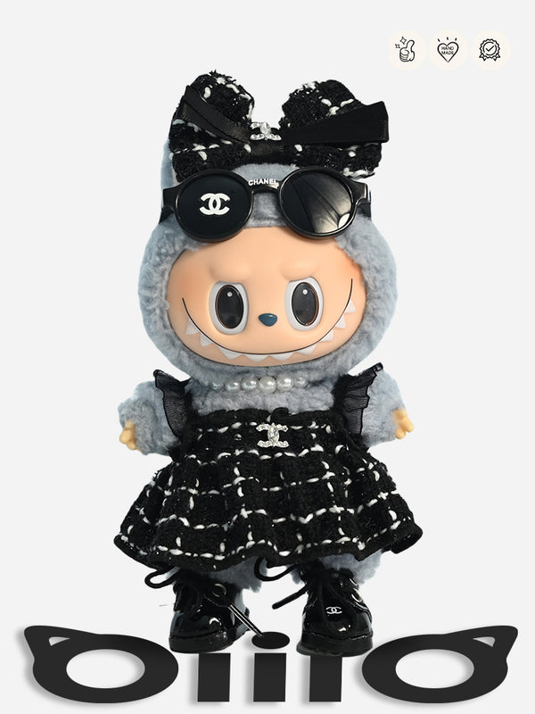 LABUBU Clothes Chan*l Chic Tweed Dress Outfit