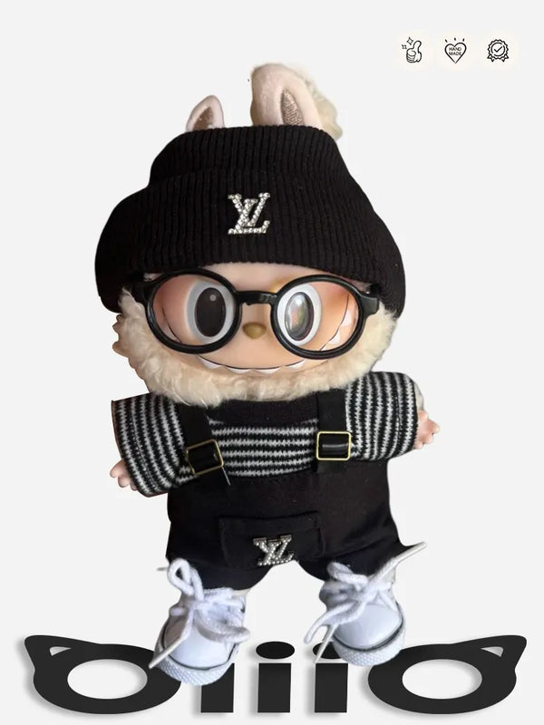 LABUBU Clothes Louis V Black Overalls