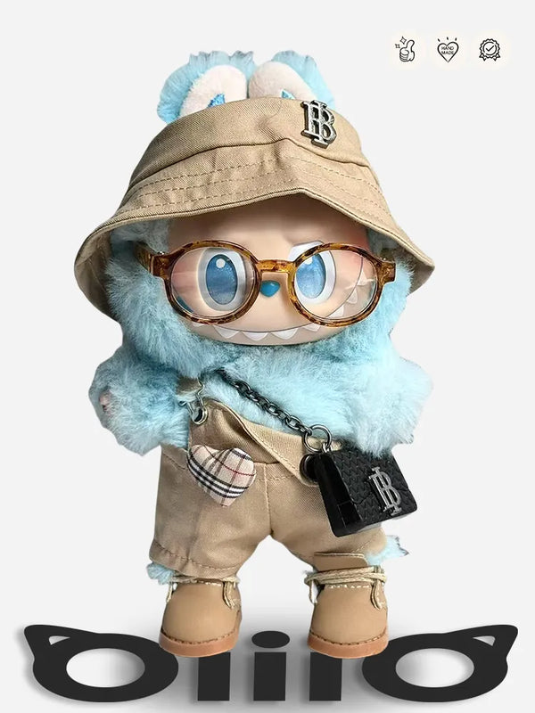 LABUBU Clothes Burbe - themed Blue Furry & Beige Outfit