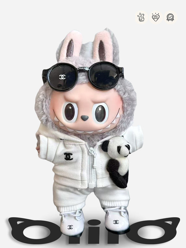 LABUBU Clothes Chan*l Elegant White Tracksuit Ensemble