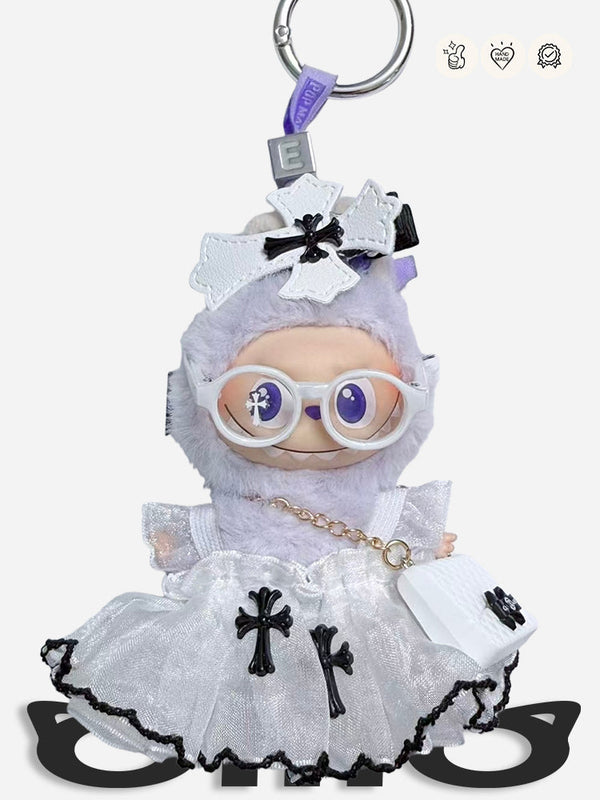 MINI Labubu Clothes Chrom* H White Cross Dress Set