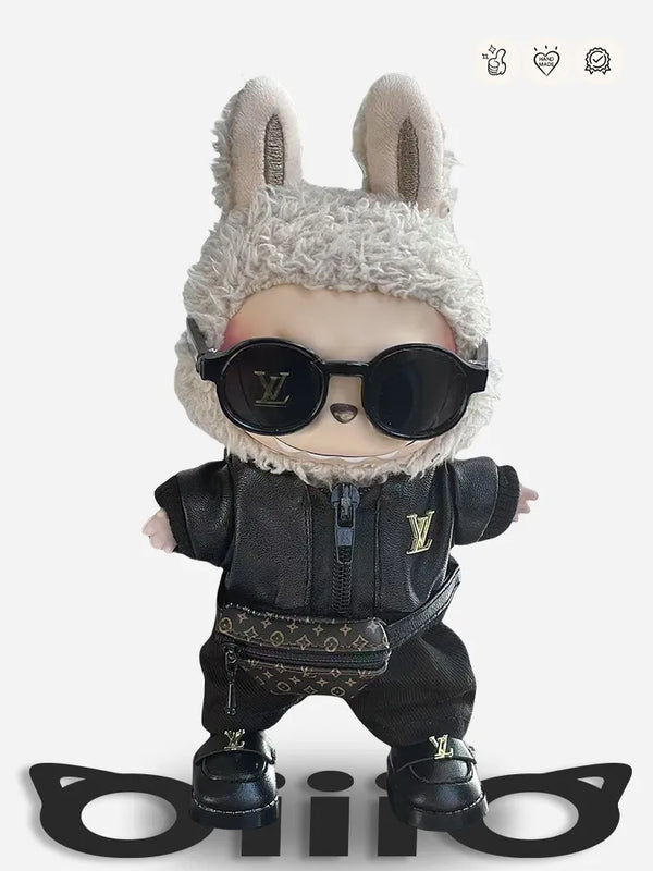 LABUBU Clothes Louis V Black Leather Jacket