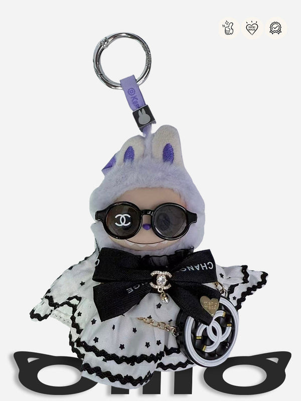 MINI Labubu Clothes Chan*l - style Star - dotted Dress