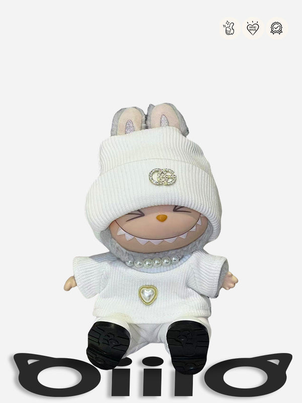 LABUBU Clothes Gucc* - inspired White Knit Ensemble