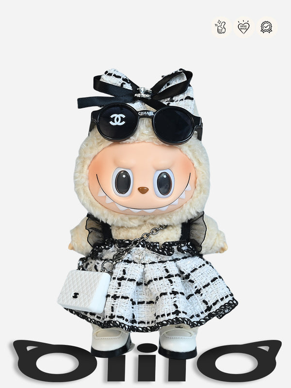 LABUBU Clothes Chan*l Tweed - bow Elegant Outfit