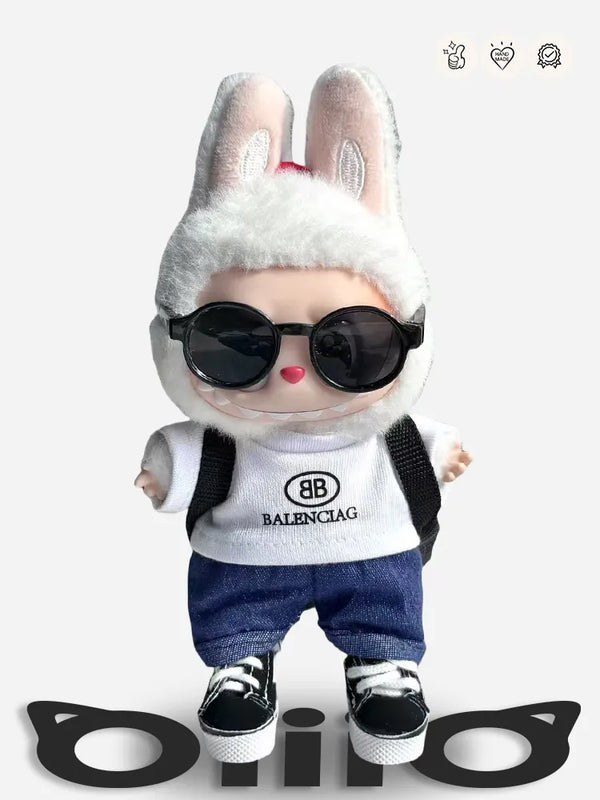 LABUBU Clothes Balenci White - Denim Cool Set