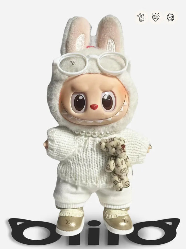 LABUBU Clothes Louis V White Ivory Teddy