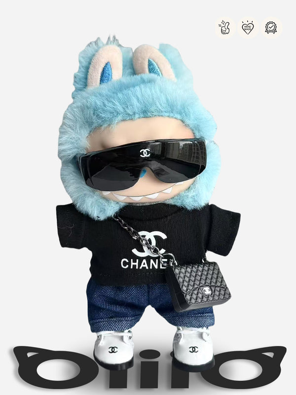 LABUBU Clothes Chan*l Emblem Sweater Crossbody Outfit