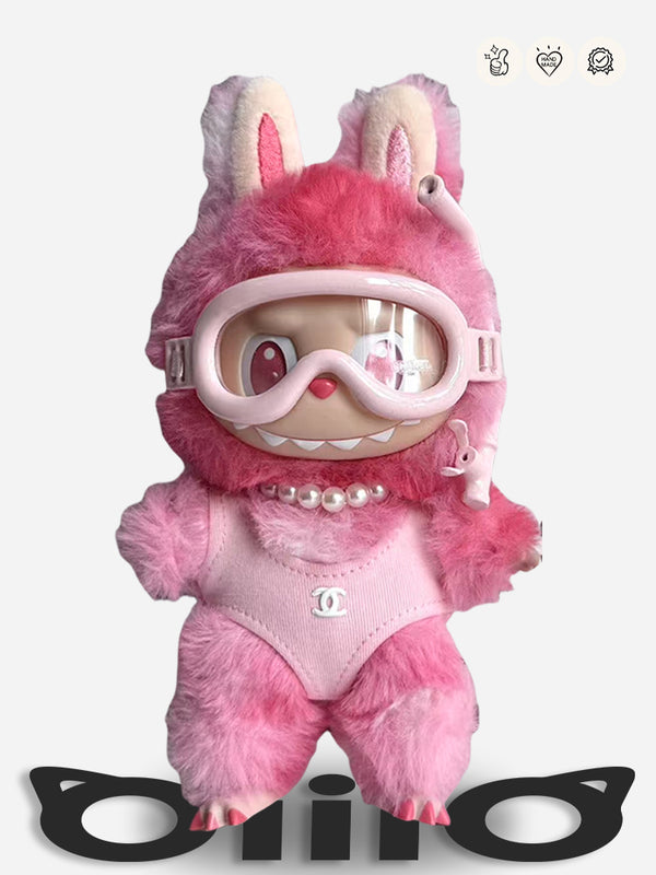 LABUBU Clothes Chan*l Pink Plush Diving Ensemble
