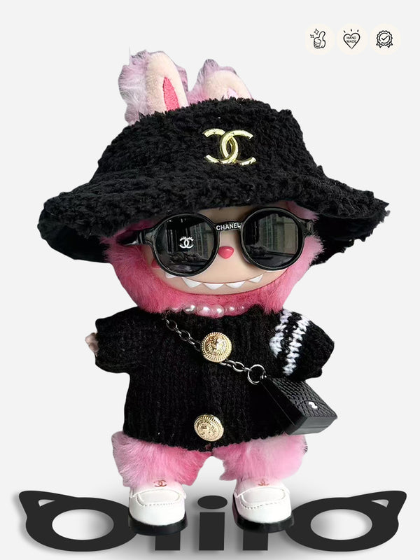 LABUBU Clothes Chan*l Gold - buttoned Knit Set