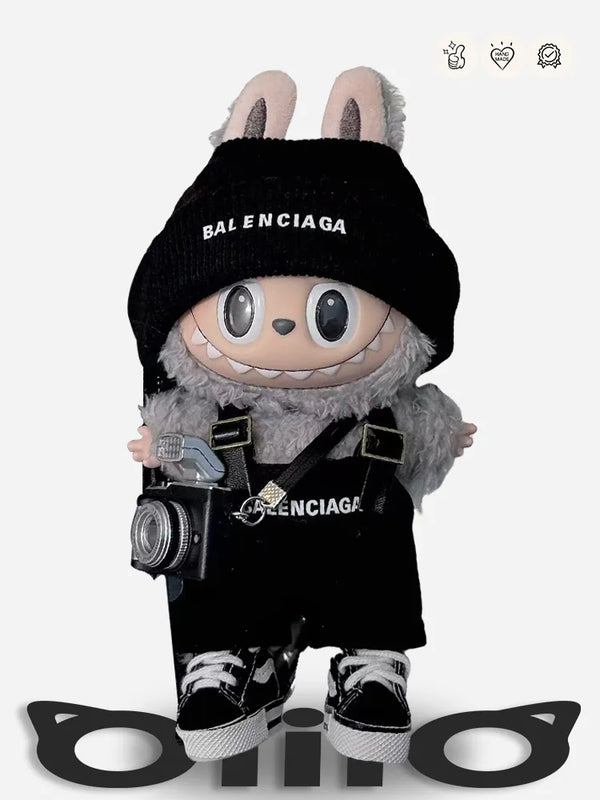 LABUBU Clothes Balenci Trendy Black Overalls Outfit