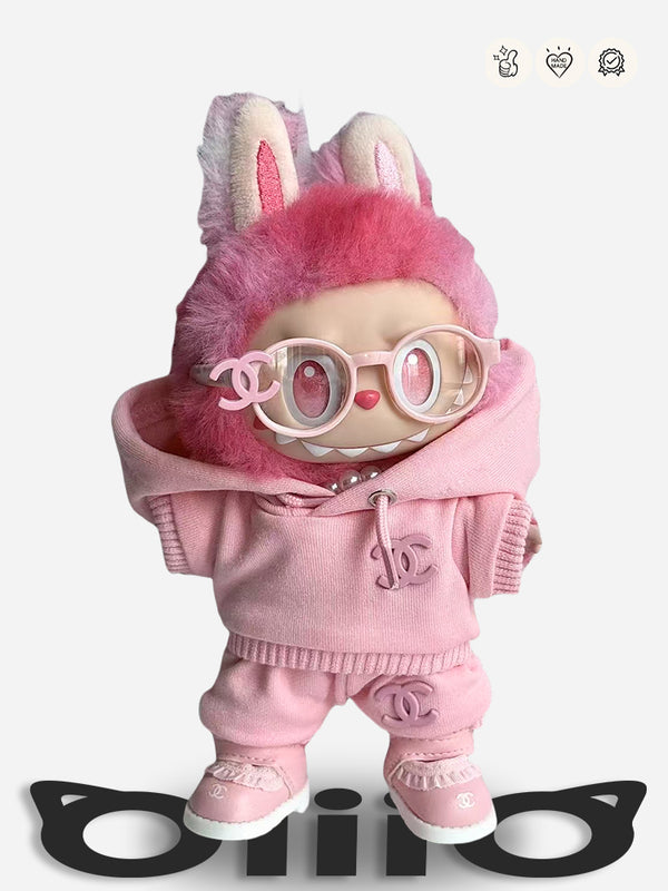 LABUBU Clothes Chan*l Pink Hoodie Tracksuit Outfit