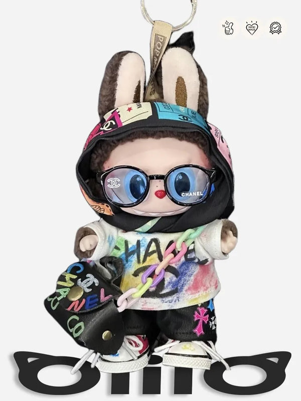 Labubu Clothes Chan*l Trendy Graffiti - Decorated Streetwear Set