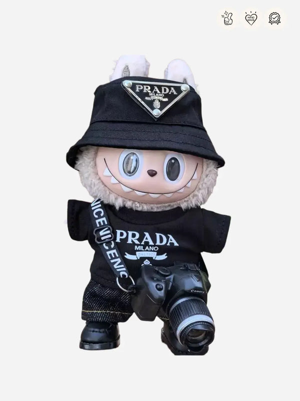LABUBU Outfits Prad* Photographer Black T-shirt