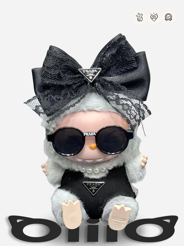 LABUBU Clothes Prad* Black Lace Bow & Jumpsuit Set