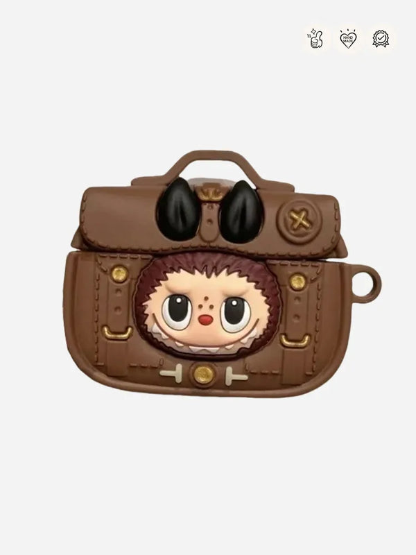 LABUBU Brown Leather - look Earphone Case