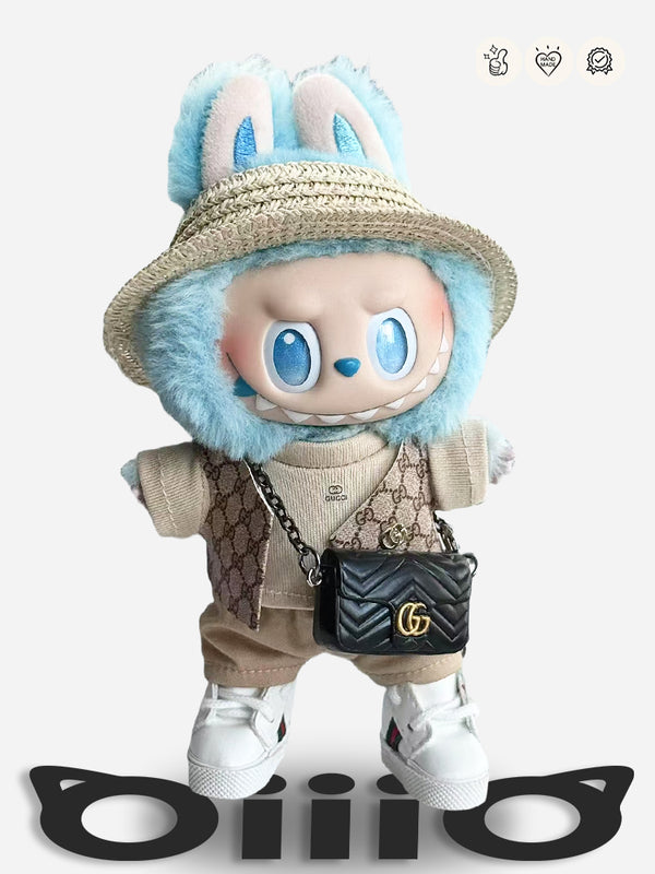 LABUBU Clothes Gucc* Chic Straw Hat Outfit