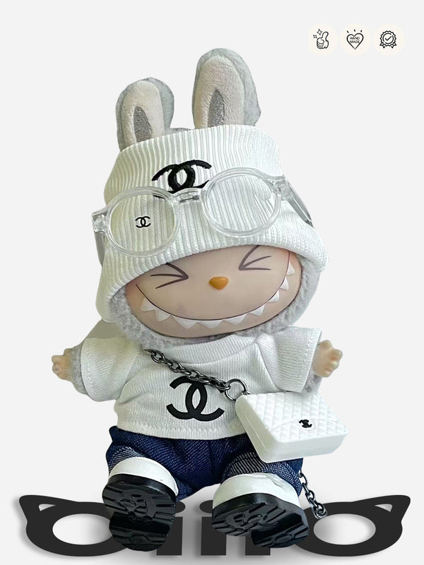 LABUBU Clothes Chan*l White Trendy Style