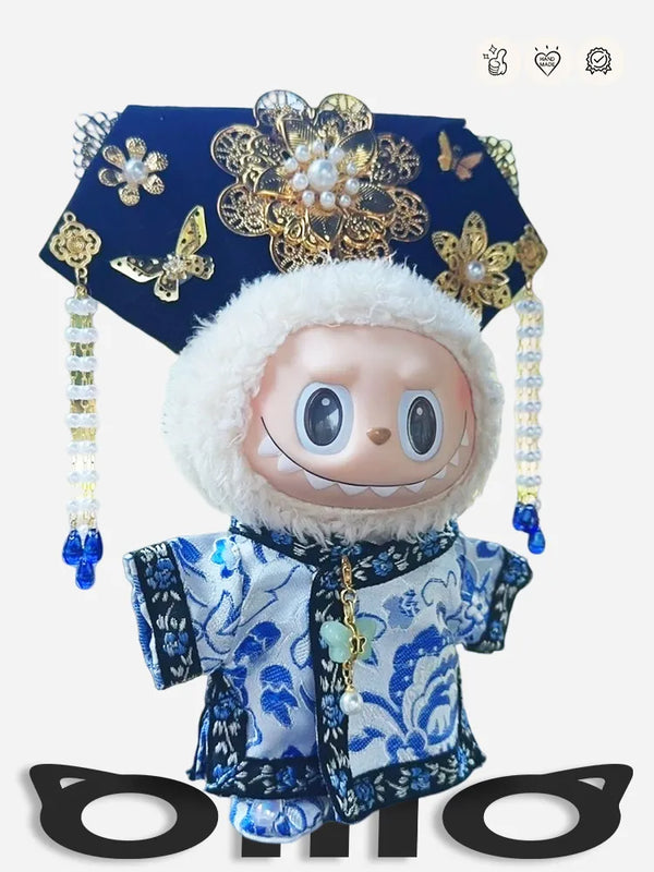 Labubu Clothes New Chinese style ancient style qipao checkered dress