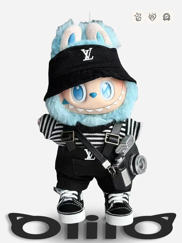 LABUBU Clothes  Louis V Black Overalls (with camera)