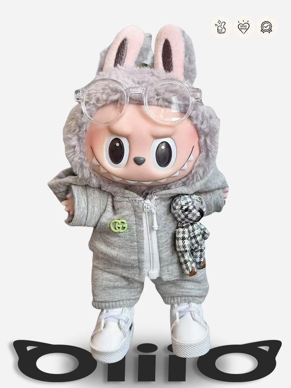 LABUBU Clothes Gucc* Cozy Hooded Teddy Jumpsuit Ensemble