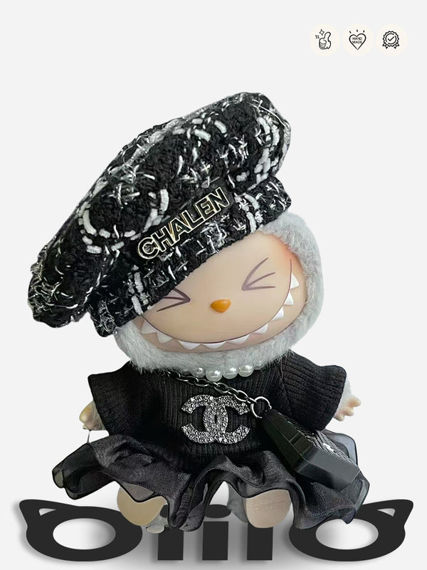 LABUBU Clothes Chan*l Black Classic Outfit