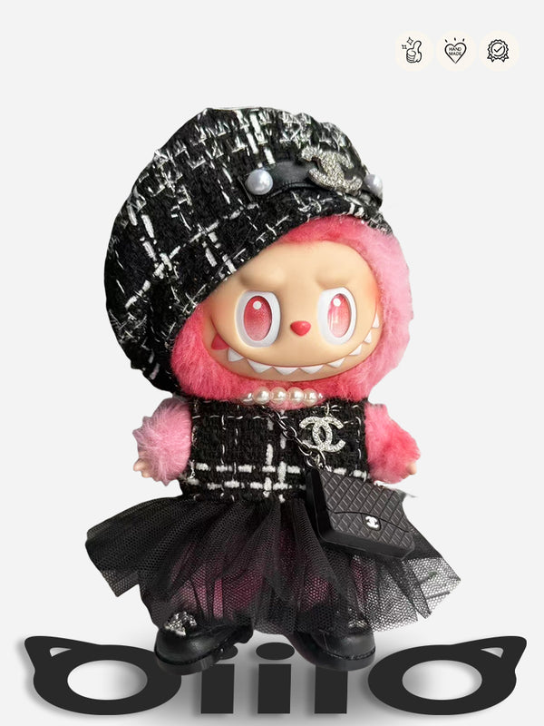 LABUBU Clothes Chan*l Classic Tweed & Tulle Dress Set