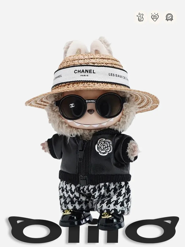 LABUBU Clothes Chan*l Black Houndstooth Outift