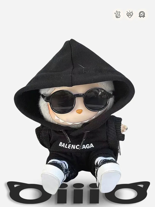 LABUBU Clothes Balenci Trendy Black Hooded Outfit