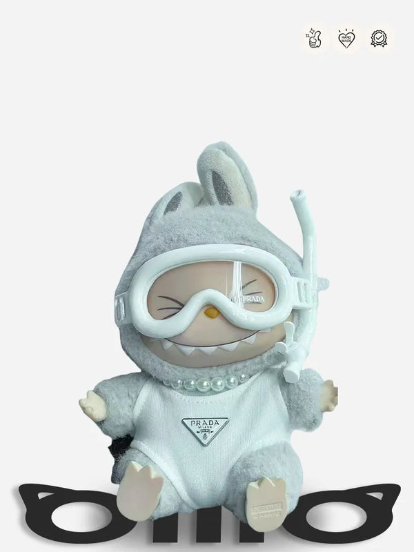 LABUBU Clothes Prad* White Diving - inspired Ensemble